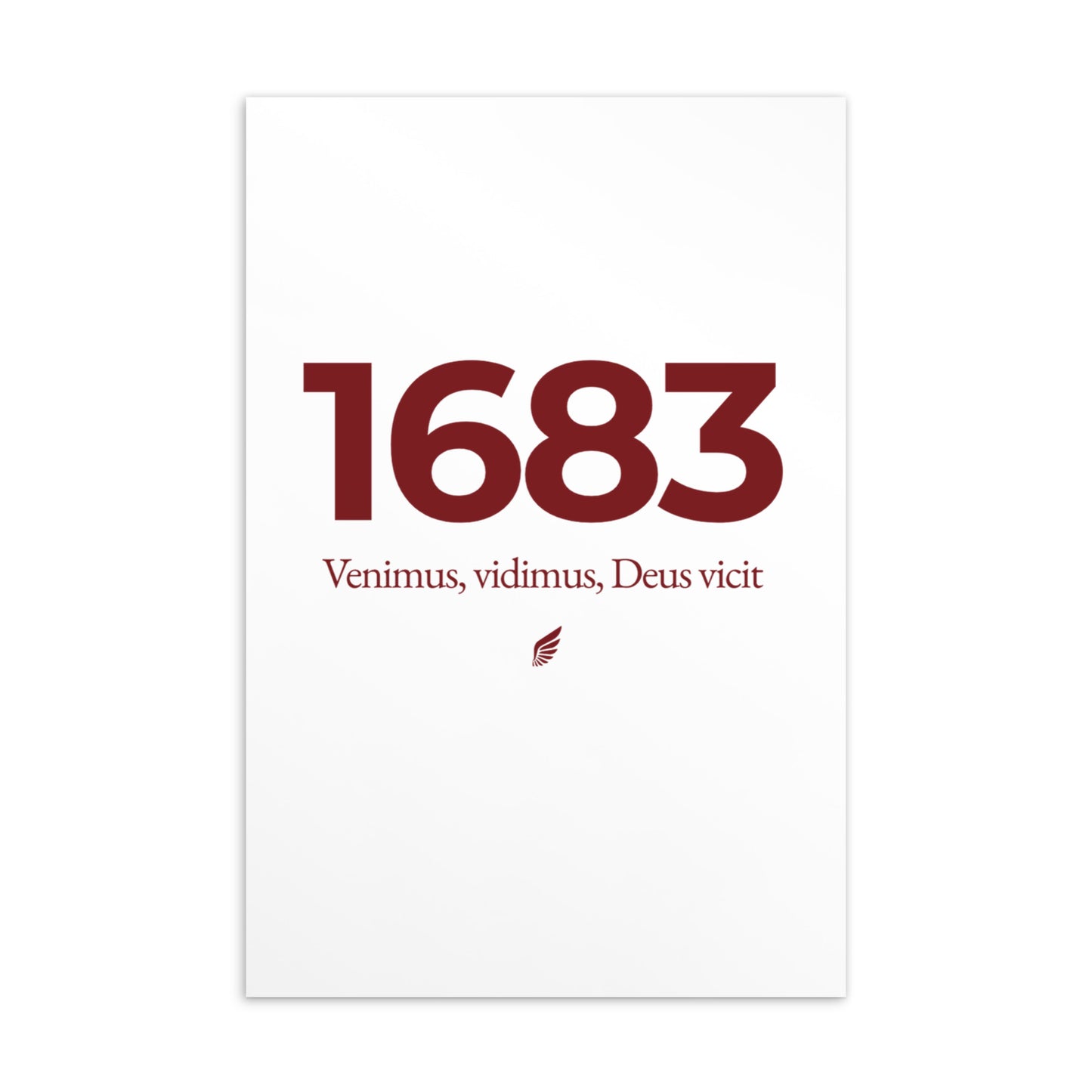 4×6 inch postcard featuring the Polish Hussar wing and Venimus, Vidimus, Deus Vicit, commemorating Jan III Sobieski and the 1683 Battle of Vienna