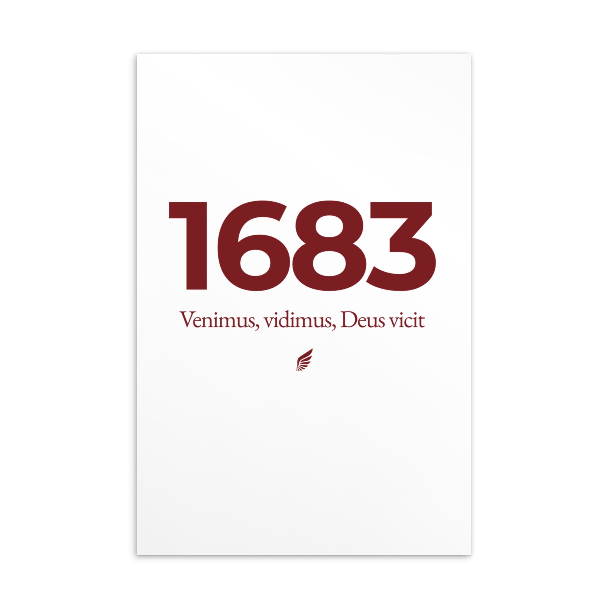 4×6 inch postcard featuring the Polish Hussar wing and Venimus, Vidimus, Deus Vicit, commemorating Jan III Sobieski and the 1683 Battle of Vienna