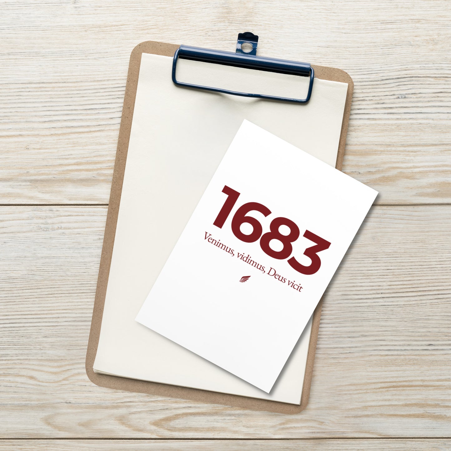 4×6 inch postcard featuring the Polish Hussar wing and Venimus, Vidimus, Deus Vicit, commemorating Jan III Sobieski and the 1683 Battle of Vienna