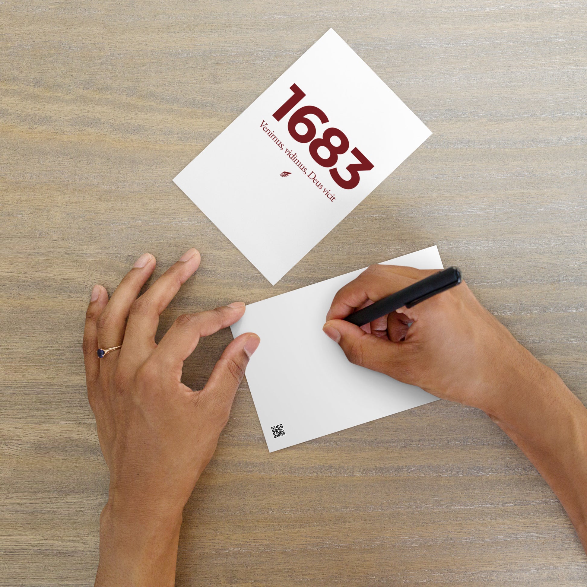 4×6 inch postcard featuring the Polish Hussar wing and Venimus, Vidimus, Deus Vicit, commemorating Jan III Sobieski and the 1683 Battle of Vienna